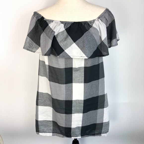 Who What Wear Black Plaid Off The Shoulder Dress - Picture 3 of 8